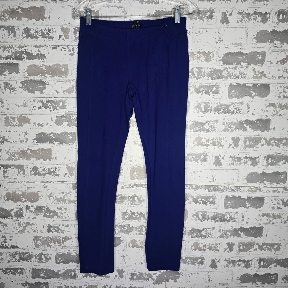 Escada Sport Cobalt Blue Slim Fit Seamed Leggings Pants Ponte Stretch Size 34